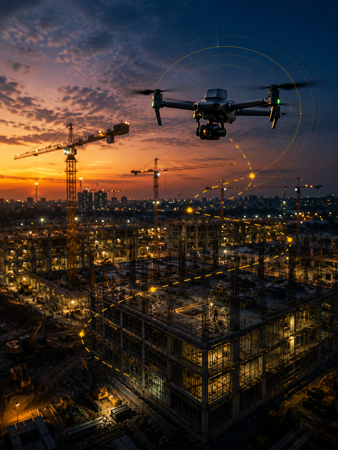 Commercial drone inspection of construction site, Queensland aerial intelligence services